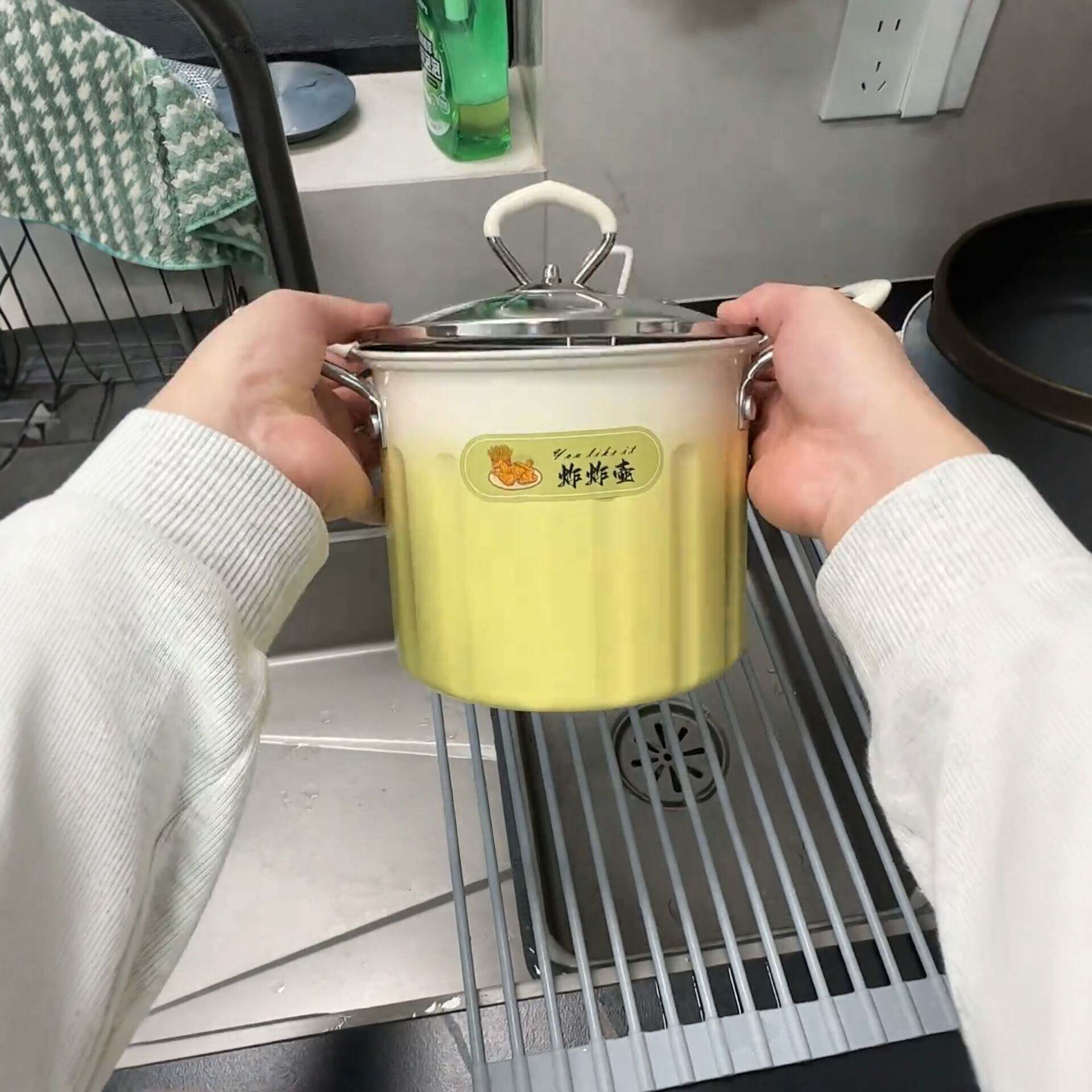 炸炸壶家用小炸锅炸串专用带滤网天妇罗油炸锅多功能加深防溅省油