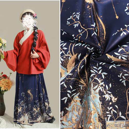 妆《面织金提新中式面料鸟语花芳华源头马批发厂家花缎国风》裙