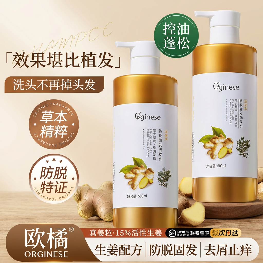 ORGINESE欧橘生姜防脱洗发水控油蓬松去屑止痒固发养发男女洗