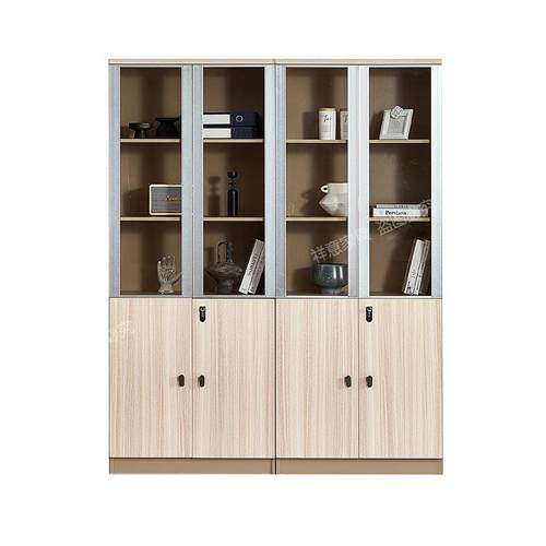 办公室老板室背景摆资料文件柜带锁玻璃落地置物书柜新文01柜经理