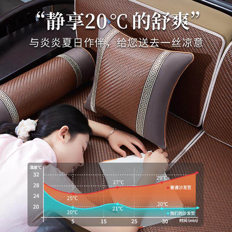 发PET编织夏季凉席沙套垫罩夏天防滑沙发垫新中式发实木坐垫透气