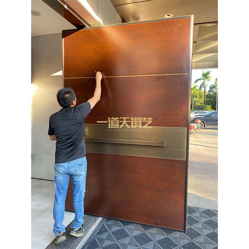别墅大宅端入户铜门自建房中轴门纯铜进户门广东铜门实体工厂