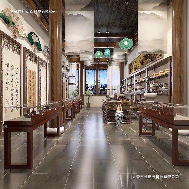 实木中式复古珠宝展示展示柜博物馆文玩首饰展柜玉器玻璃饰品柜台