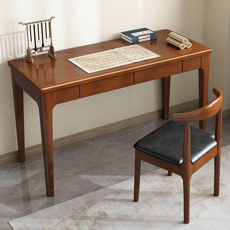 中式实木书桌80cm写字台卧室简约家用办公桌学生学习桌电脑台式桌