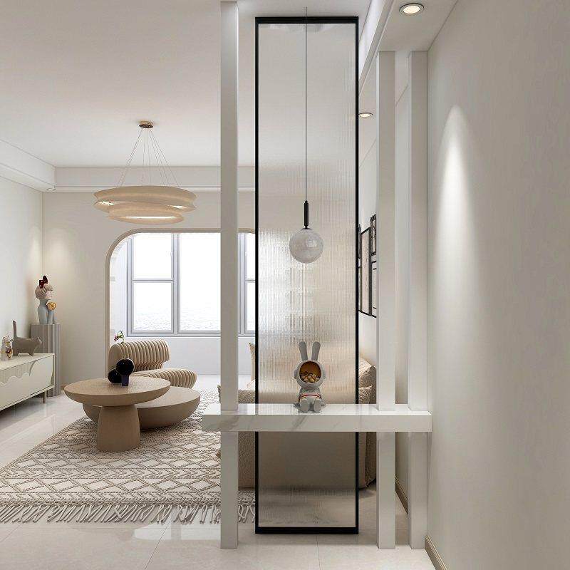 长虹玻璃隔断屏风入户门正对门2025新款网红奶油客厅家俱玄关隔断