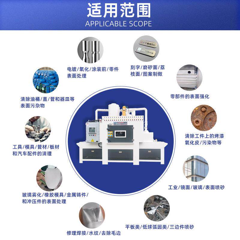 不锈钢玻璃喷砂机石材输送式自动喷砂机木材压铸铝件表面处理设备