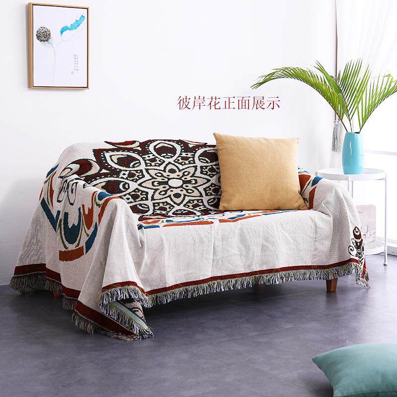 现代简约彼岸花客厅沙发毯全盖沙发巾垫加厚防滑软地毯装饰