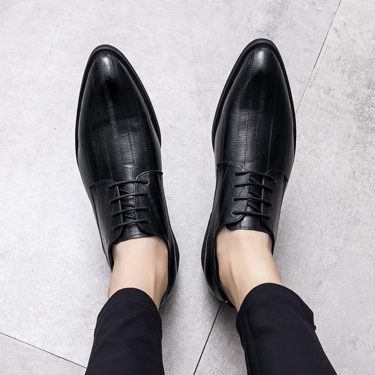 高档秋季新韩版尖头皮夏鞋男士流时尚休闲商务男鞋增内高男士潮结