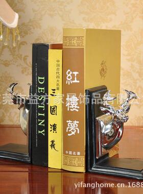 厂家欧式乡村风格电镀鹿头书靠书房装饰摆件树脂工艺品摆饰