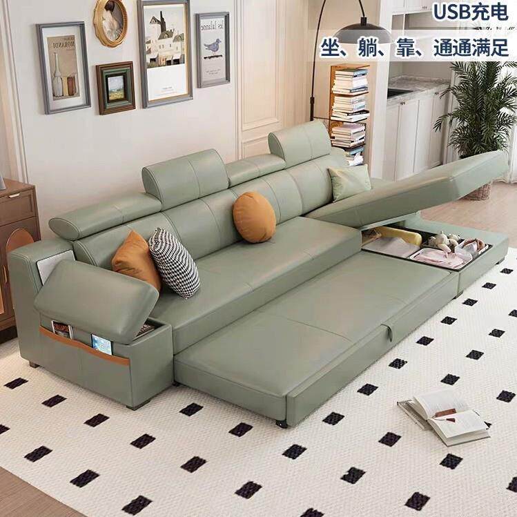 猫抓皮奶油风沙发床折叠两用2026新款小户型客厅多功能一体网红款