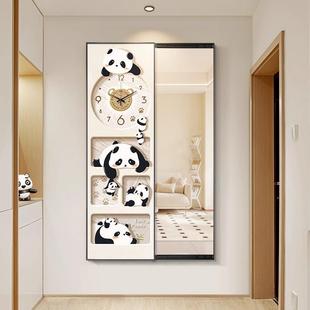 奶油表风推ZA0510拉隐藏式 饰画带钟衣帽墙隐形穿间衣镜 全身镜子装