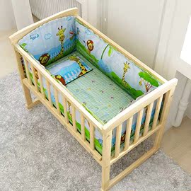 高档多功能婴儿床实木免漆儿童床带护栏宝宝床小摇床可变书桌0-2