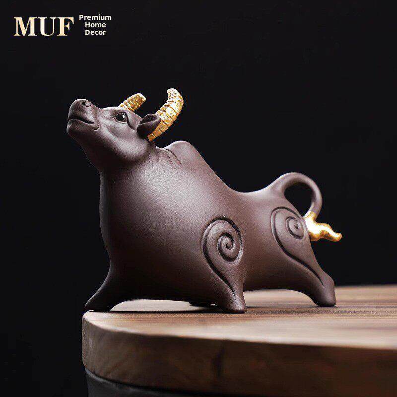 MUF牛转干坤紫砂牛茶宠可养茶玩茶桌茶台装饰茶具小摆件摆设配件