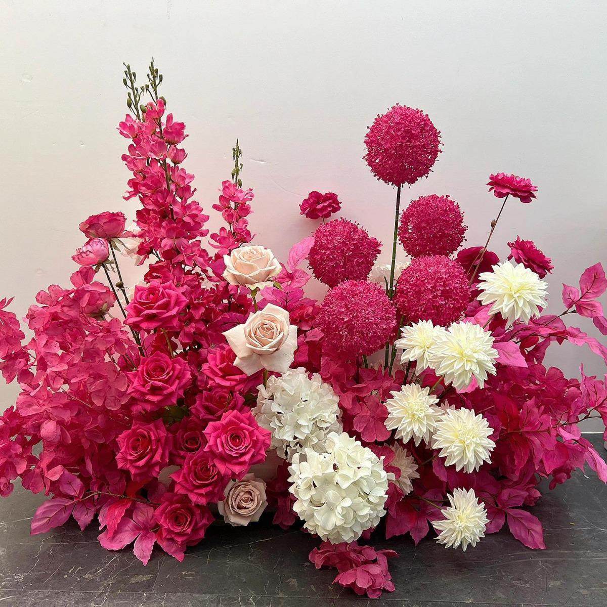 玫红色地排花仿真花花艺假花订婚婚礼庆道具布置粉色路引挂点装饰,鲜花速递/花卉仿真/绿植园艺,仿真绿植,淘宝优惠券,粉丝福利购,淘宝优惠卷