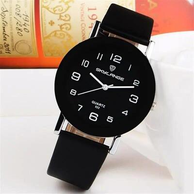 Fashion Leather Black Quartz Wrist Casual Watches Ladies Clo