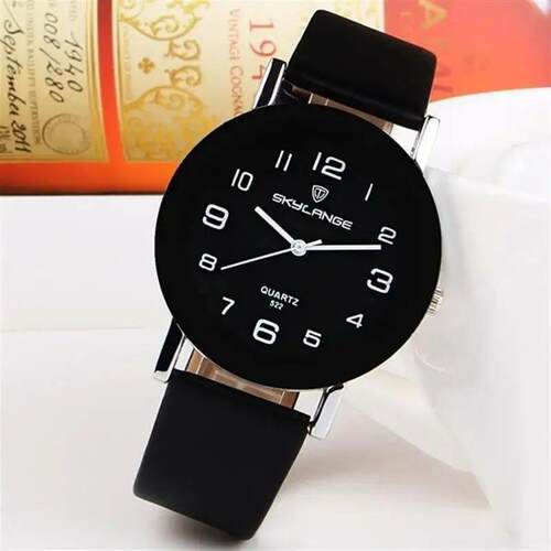 Fashion Leather Black Quartz Wrist Casual Watches Ladies Clo