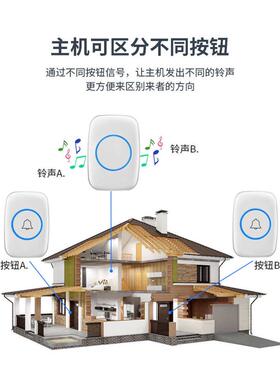 门铃无线家用智能超远距离电子遥控门玲二拖一无LOGO老人呼叫器