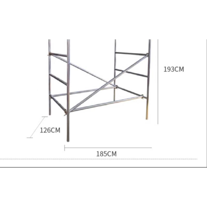 深圳新型扣件仿铝合金镀锌防护栏架脚手架工地门字架移动手脚架子