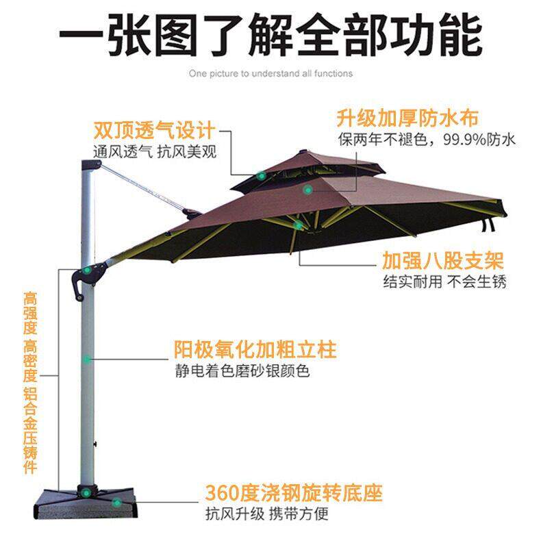 户外庭院遮阳伞沙滩防雨广告led花园休闲室外露台岗亭罗马户外伞