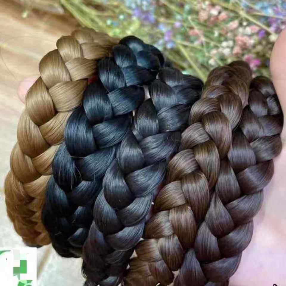仿真女减龄宽边发带假发发卡发箍麻花辫鱼骨辫长卷发发饰无痕防掉