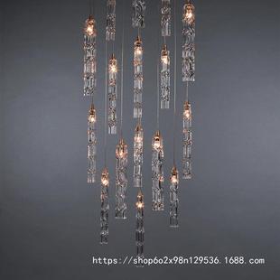 间长吊灯别墅式 楼轻奢旋复转楼梯灯酒店梯大堂售楼部楼吊灯工241