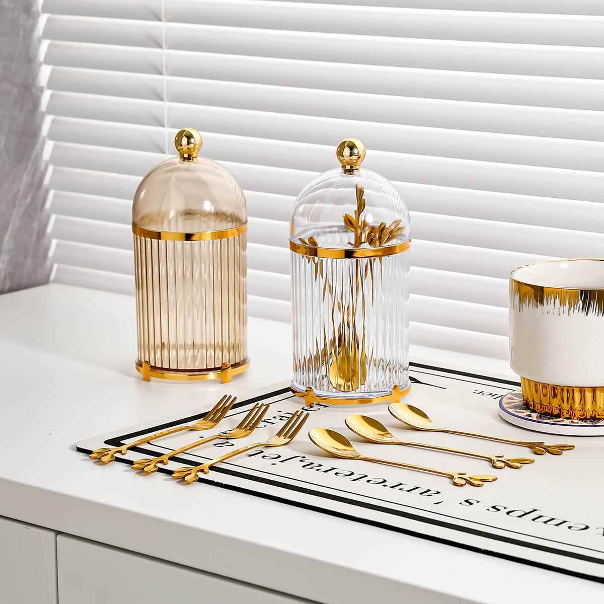 叉子水果叉轻奢家用套装不锈钢蛋糕叉带罐小碟子高级水果签收纳盒