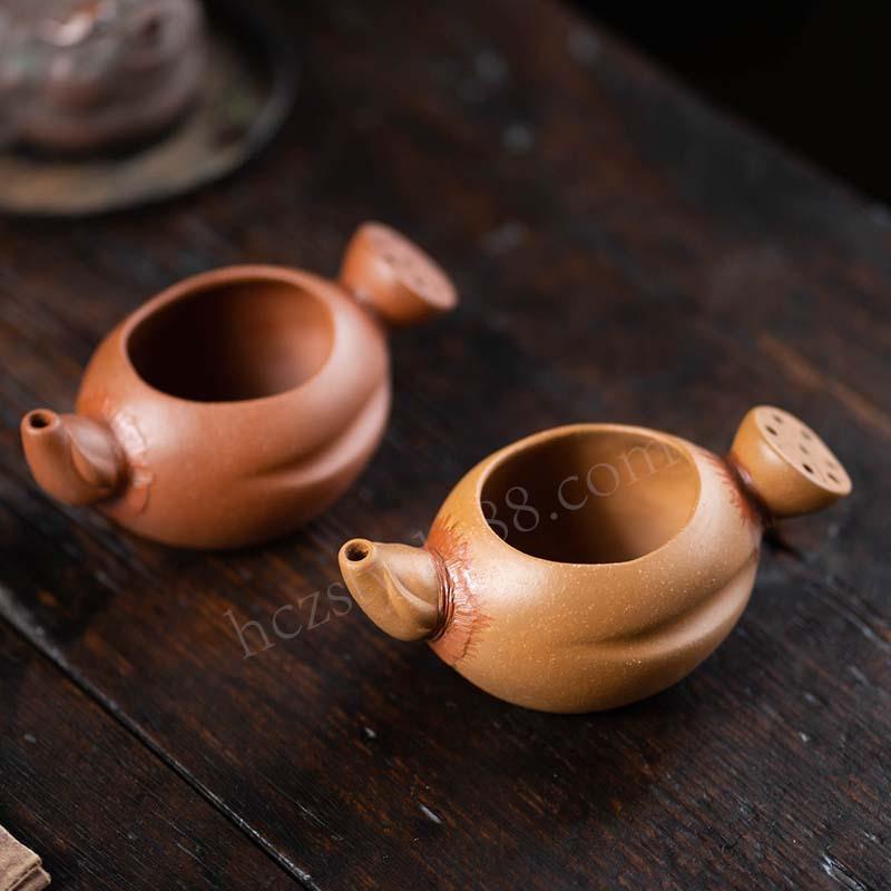 宜兴原矿紫砂壶公道杯手工分茶器仿生莲藕手抓壶茶道配件茶具配件图片