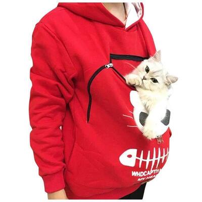 Cartoon print longsleeved hoodie 卡通印花可装猫咪长袖连帽衫