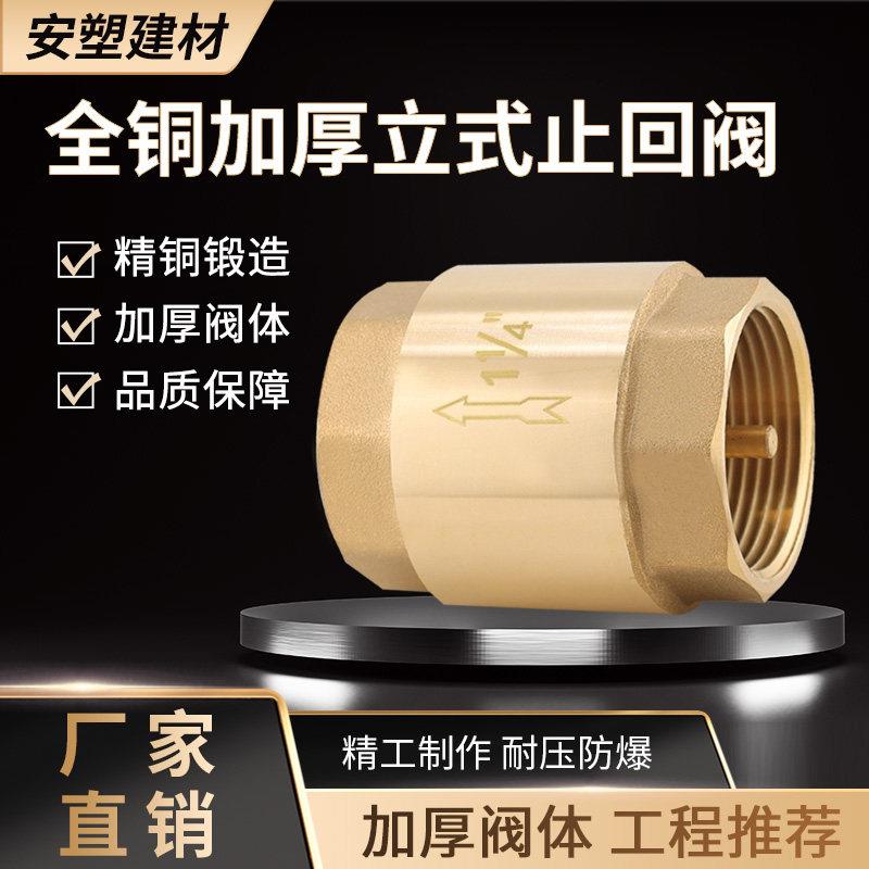 黄铜立式内外丝止回阀4分6分1寸2寸水管管道水表弹簧单向阀止逆阀