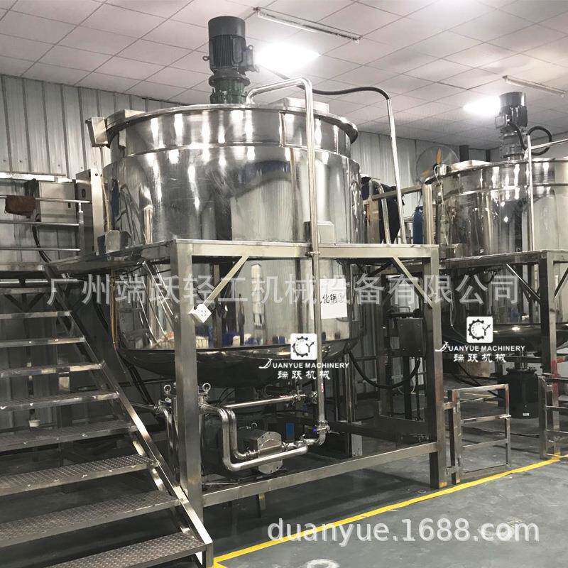 1000L不锈钢液洗均质搅拌罐三层加热乳化搅拌锅沐浴露加热混合罐