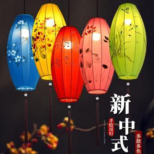 灯笼手工绘画异形冬瓜灯笼火锅店景点装 春节布艺中式 饰网红吊灯