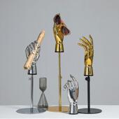 手模道具服装 店橱窗陈列展示高档电镀金色银色假手模型关节手摆件