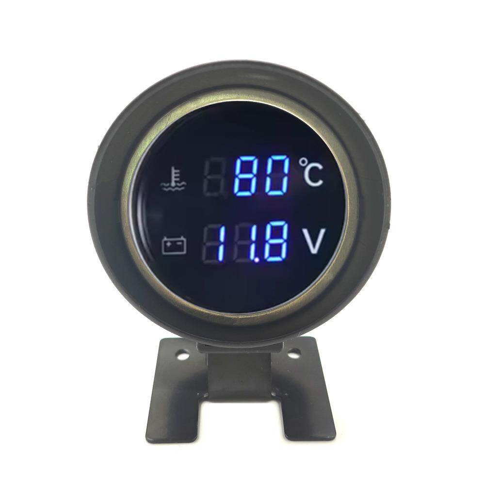 炮式水温电压表二合一组合表 圆形12V24V汽车货车挖机工程车通用