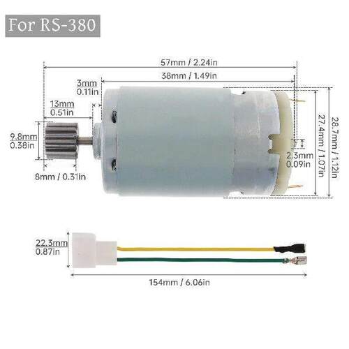 R380 R390 12 Teeth DC Motor 6V/12V 12000-20000RPM Kids Ride