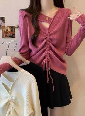 夏款大码设计感长袖打底衫女胖内搭微显瘦百搭宽松0318d
