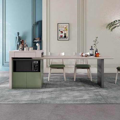 智能电BJQ动小可餐伸缩岛台餐桌一体家用大简户型高端极中岛台岩