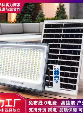 新款星耀LED投光灯户外防水庭院家用大功率路灯高亮透镜太阳能灯