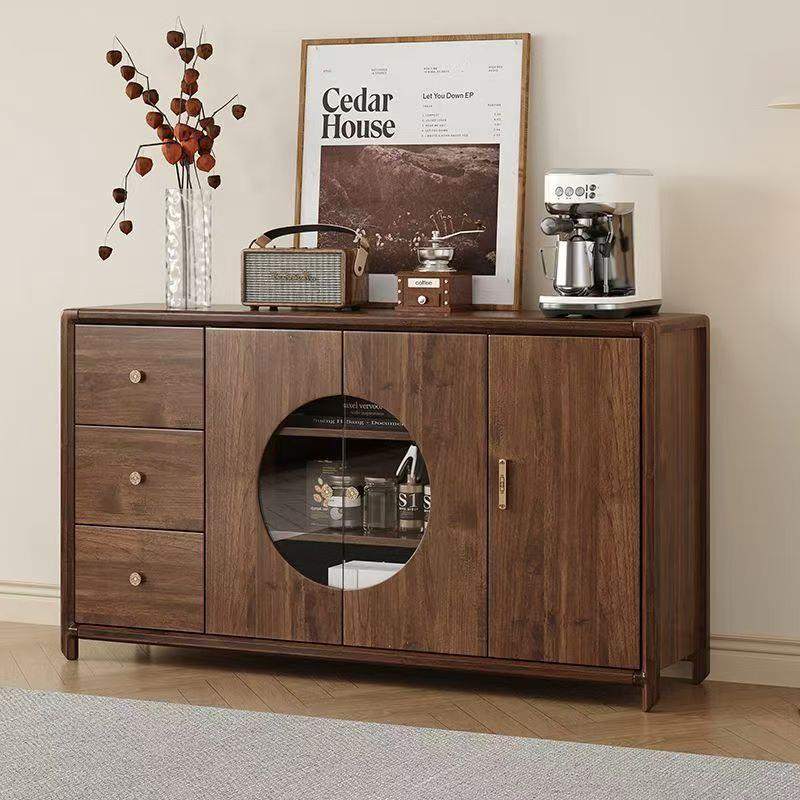 新中实木门框餐边厅柜茶水柜客厅厨房餐备餐柜大容量储物柜式边柜