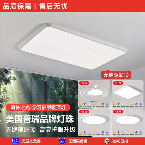 超薄无缝隙护眼吸顶灯客厅大厅主灯简约现代led房间卧室灯高级感