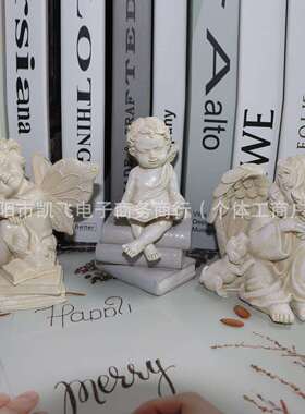 跨境新款简约天使家居玄关装饰摆件橱窗学习月牙云朵工艺手工