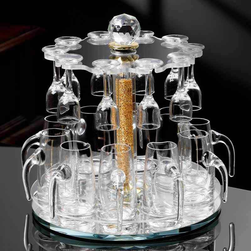 水晶玻璃白酒杯架轻奢风高颜值水杯架家用红酒杯架倒挂酒柜装饰品