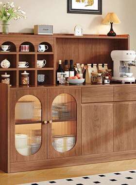 Fls中古风餐边柜茶水柜家用橱柜客厅一体靠墙简约储物落地复古餐