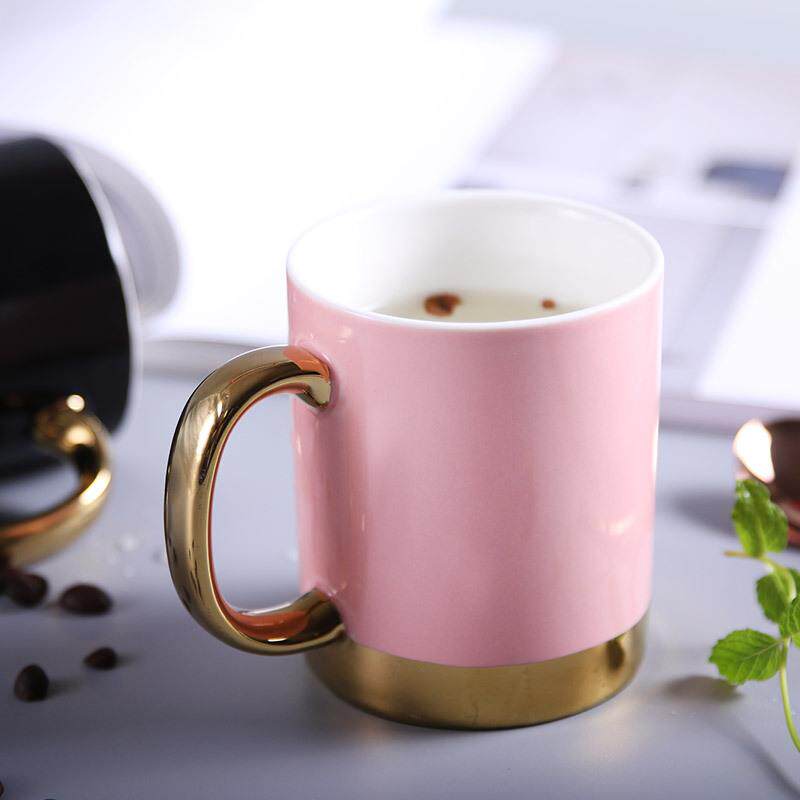 创意马克杯陶瓷杯子北欧简约咖啡杯情侣杯带手柄描金把马克杯礼品