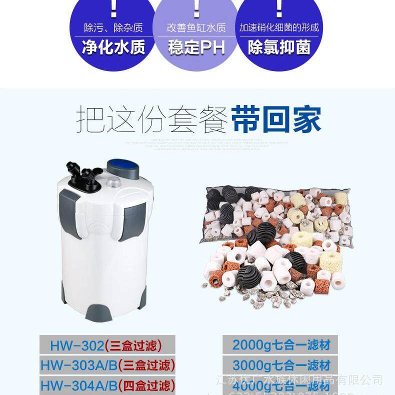 HW3系列鱼缸水族箱过滤桶缸外过滤器带过滤棉水泵