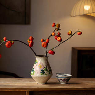 镧林新中式 侘寂风陶瓷花瓶客厅轻奢高级感水培插花器民宿酒店怀袖