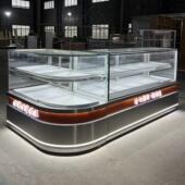 中式 糕点展示柜冷藏柜不锈钢玻璃中岛柜台桃酥西点蛋糕面包展示柜