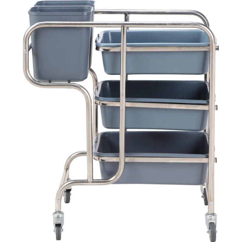 酒店宾馆餐盘收集车 三层不锈钢收餐车 圆管弯脚收碗车 手推车