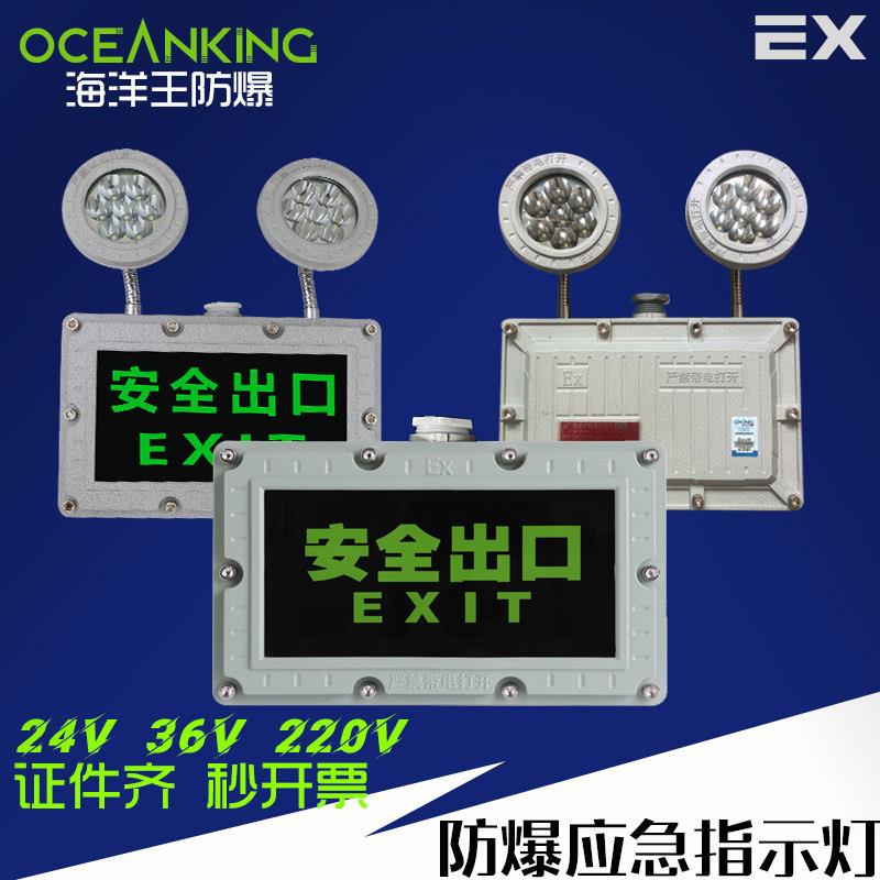 led防爆应急灯安全出口疏散指示牌灯消防双头灯低压24v36v220v