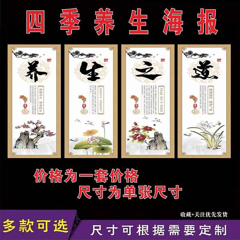 养生馆养生挂图海报拔罐按摩刮痧经络足疗艾灸海报画自粘背景墙装