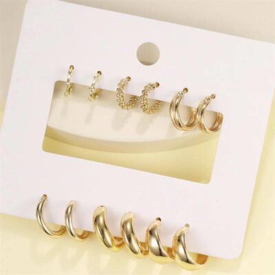 Vintage Minimalist Circle Hoop Earrings for Women Simple Gol